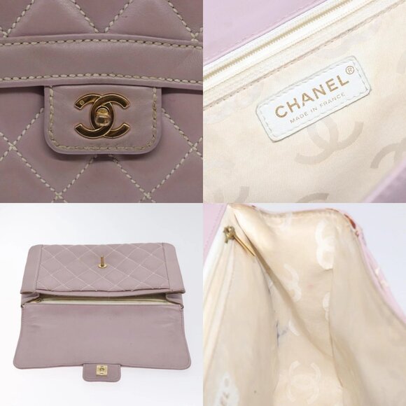 CHANEL Wild Stitch Hand Bag Leather Pink Gold CC Auth 128845 - Picture 14 of 15